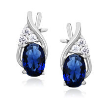 Kolczyki srebrne delikatne wkrętki szafirowa cyrkonia