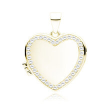 Zawieszka pozłacana otwierany sekretnik serce wysadzane cyrkoniami