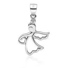 Zawieszka srebrna anioł z sercem i cyrkonią