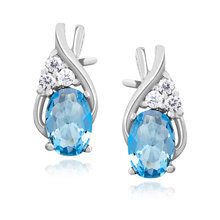 Kolczyki srebrne delikatne wkrętki akwamarynowa cyrkonia