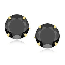 Kolczyki Diana pozłacane z czarną cyrkonią 10 mm