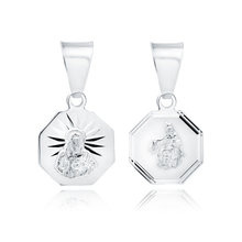 Srebrny medalik Jezus / Matka Boska Szkaplerzna