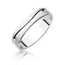 Obrączka srebrna satynowana fala