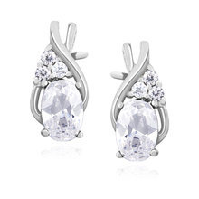 Kolczyki srebrne delikatne wkrętki biała cyrkonia