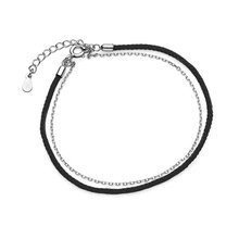 Srebrna pr.925 bransoletka z czarnym sznurkiem