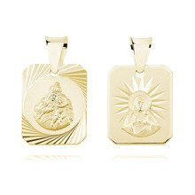 Srebrny pozłacany medalik Jezus Matka / Boska Szkaplerzna