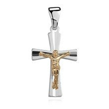 Srebrny (pr.925) krzyżyk diamentowany, złocony