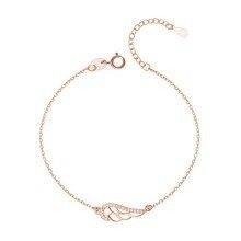 Bransoletka pozłacana różowym złotem eleganckie skrzydło z cyrkoniami