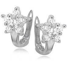 Srebrne kolczyki pr.925 cyrkonia biała kwiatek