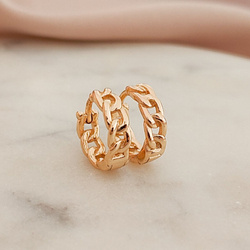 Kolczyki pozłacane kółka z motywem łańcucha