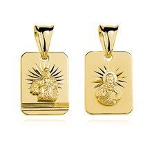 Srebrny pozłacany medalik Jezus / Matka Boska Szkaplerzna