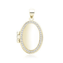 Zawieszka pozłacana otwierany owalny sekretnik wysadzany cyrkoniami