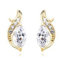 Srebrne pozłacane kolczyki z cyrkoniami pr.925 biała cyrkonia markiza