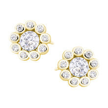 Kolczyki pozłacane kwiatuszki z białą cyrkonią