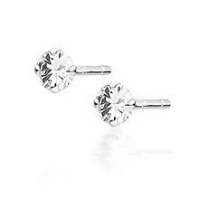 Kolczyki Diana srebrne rodowane z białą cyrkonią 3 mm