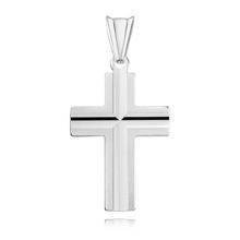 Krzyżyk srebrny diamentowany męski prosty i ponadczasowy