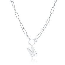 Srebrny naszyjnik pr.925 literka M na łańcuszku z kółkiem