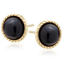 Kolczyki pozłacane wkrętki z czarnym onyksem