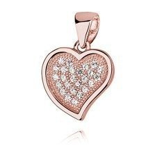 Srebrna zawieszka pr.925 serce z cyrkoniami różowe złoto