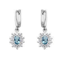 Srebrne kolczyki pr. 925 Cyrkonia akwamarynowa - karmazycja