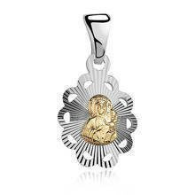 Srebrny medalik Matka Boska Częstochowska złocona