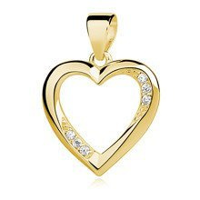 Zawieszka pozłacana puste serce udekorowane cyrkoniami