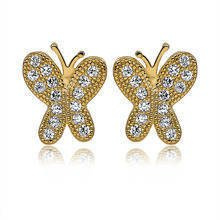 Srebrne kolczyki pr. 925 Cyrkonia biała microsetting motylki pozłacane