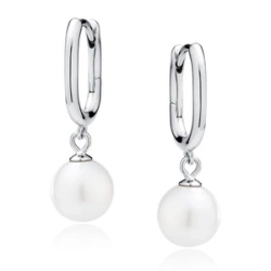 Kolczyki srebrne koła z wiszącą perłą