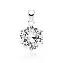 Zawieszka Charlotte srebrna rodowana z białą cyrkonią 12 mm