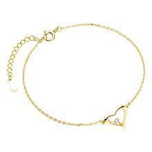 Srebrna złocona bransoletka pr.925, serce z cyrkonią