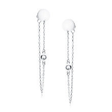 Srebrne kolczyki pr.925 z kołem i białą cyrkonią na łańcuszku