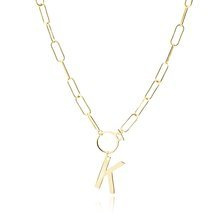 Srebrny pozłacany naszyjnik pr.925 literka K na łańcuszku z kółkiem