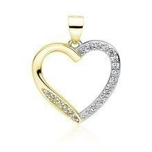 Srebrna pozłacana zawieszka pr.925 serce z cyrkoniami