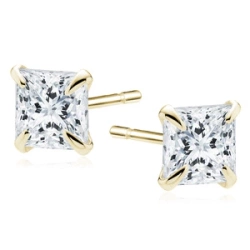 Kolczyki Camille pozłacane z białą cyrkonią 4 mm