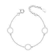 Bransoletka srebrna karma trzy okręgi z cyrkoniami