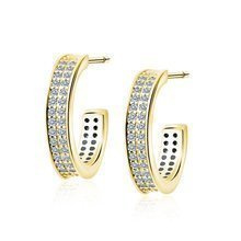 Kolczyki pozłacane otwarte koła z dwoma rzędami cyrkonii