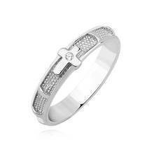 Obrączka srebrna różaniec z cyrkonią