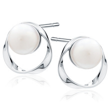 Kolczyki srebrne wkrętki z perełkami