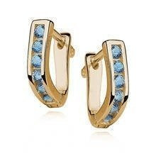 Srebrne kolczyki pr.925 złocone - akwamarynowa cyrkonia