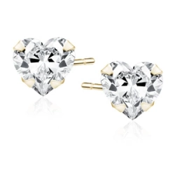 Kolczyki Amore pozłacane serca z białą cyrkonią 5 mm