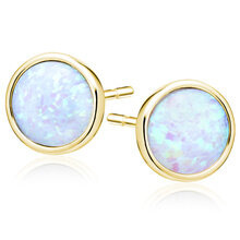 Srebrne, pozłacane kolczyki pr.925 z biało-zielonym opalem