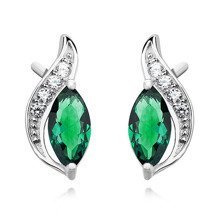 Srebrne kolczyki z cyrkoniami pr.925 szmaragdowa cyrkonia markiza
