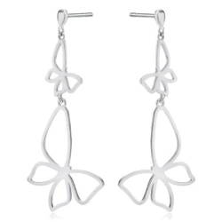 Kolczyki srebrne wiszące motyle