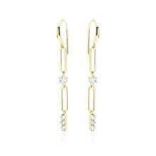 Kolczyki pozłacane wiszące ogniwka z cyrkoniami