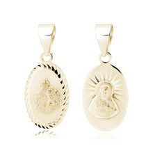 Medalik pozłacany delikatny Matka Boska Szkaplerzna dla dziewczynki