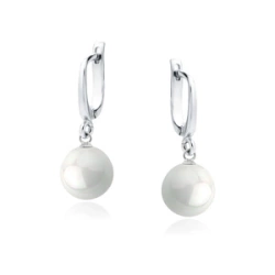Kolczyki srebrne z perłą na biglu angielskim