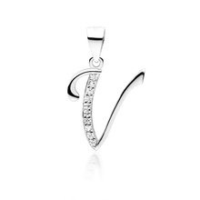 Zawieszka srebrna ozdobna literka V