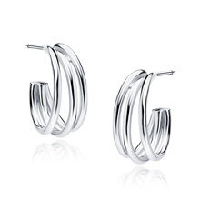 Kolczyki srebrne kółka delikatne potrójne