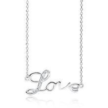 Naszyjnik srebrny z cyrkoniami napis LOVE