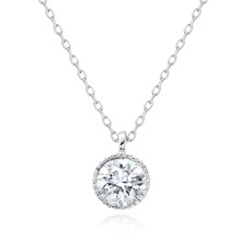 Naszyjnik srebrny z wiszącą białą cyrkonią